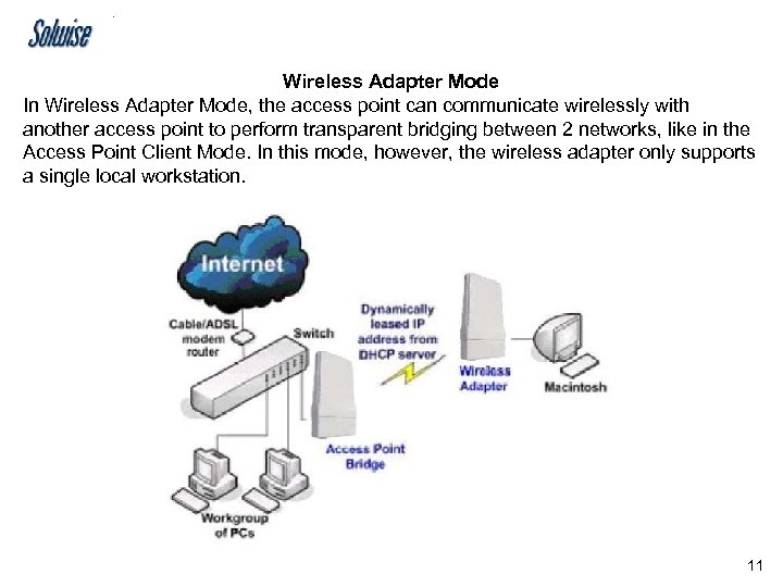 Wireless Adapter Mode In Wireless Adapter Mode, the access point can communicate wirelessly with