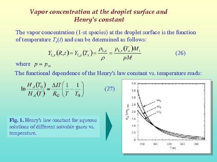 Vapor concentration at the droplet surface and Henry’s constant The vapor concentration (1 -st