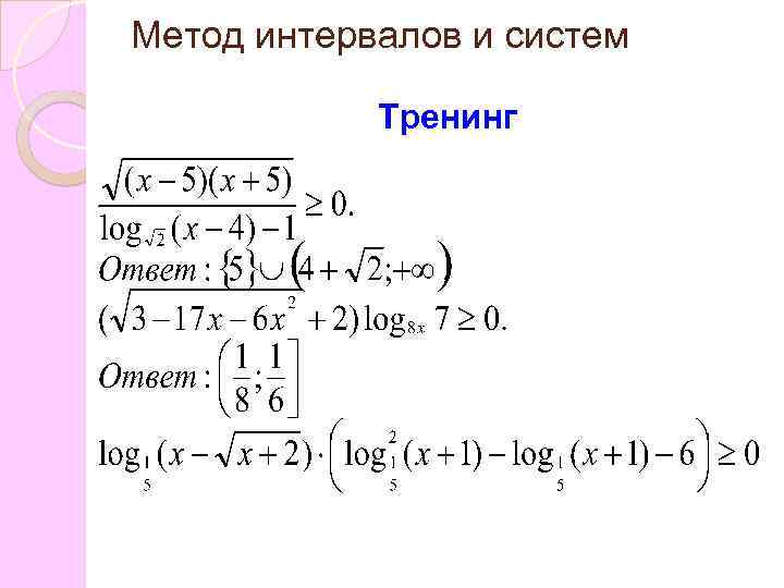 Метод интервалов и систем Тренинг 