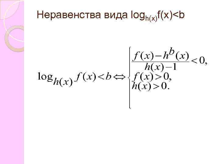 Неравенства вида logh(x)f(x)<b 