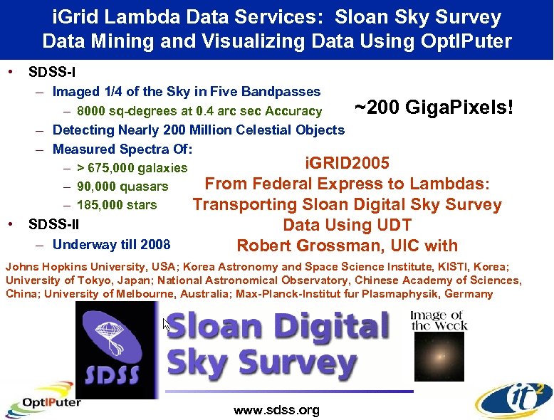 i. Grid Lambda Data Services: Sloan Sky Survey Data Mining and Visualizing Data Using