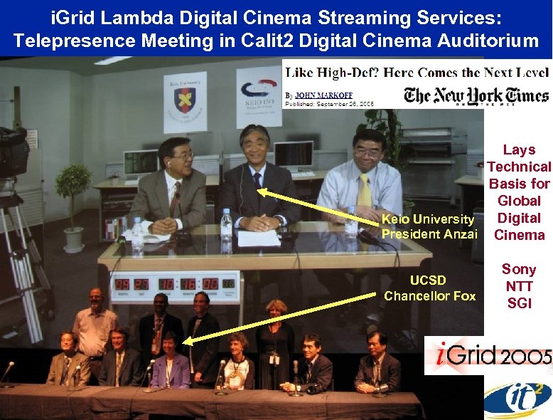 i. Grid Lambda Digital Cinema Streaming Services: Telepresence Meeting in Calit 2 Digital Cinema