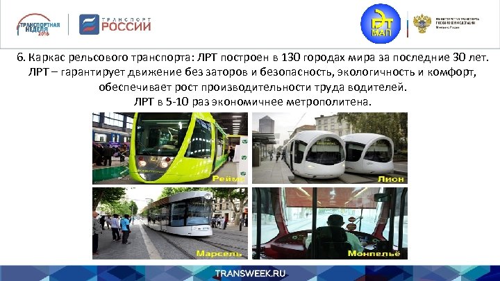 6. Каркас рельсового транспорта: ЛРТ построен в 130 городах мира за последние 30 лет.