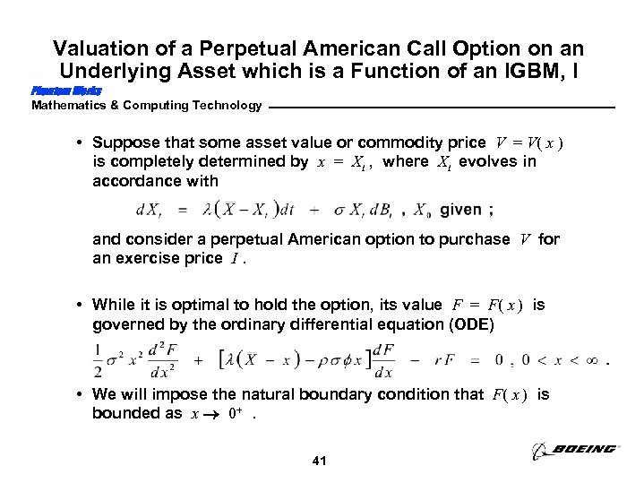 Valuation of a Perpetual American Call Option on an Underlying Asset which is a