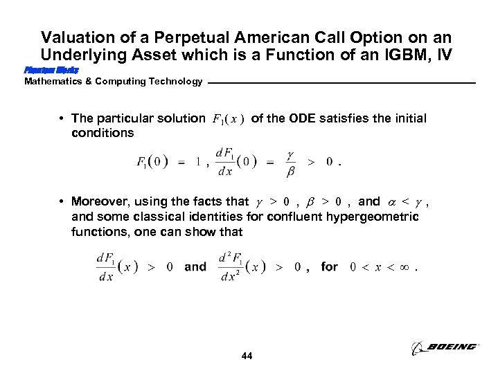 Valuation of a Perpetual American Call Option on an Underlying Asset which is a