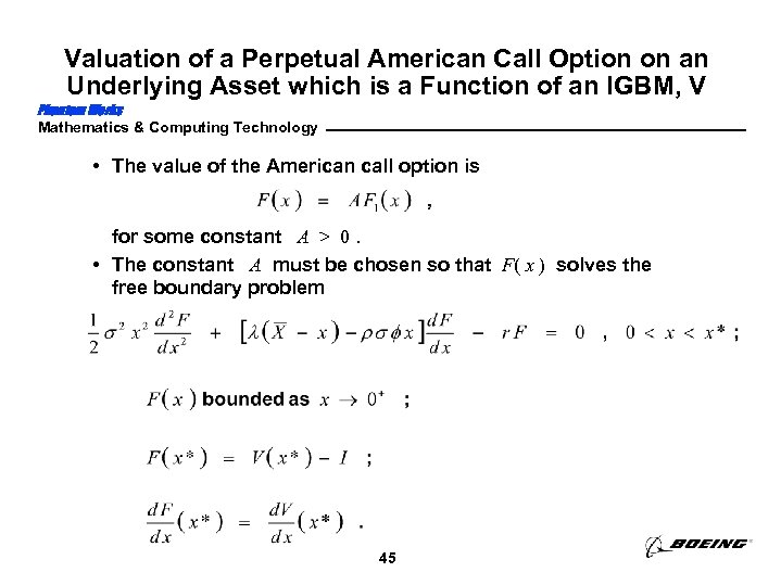 Valuation of a Perpetual American Call Option on an Underlying Asset which is a