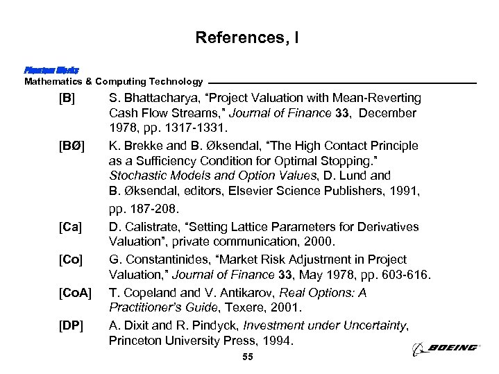 References, I Phantom Works Mathematics & Computing Technology [B] [BØ] [Ca] [Co. A] [DP]