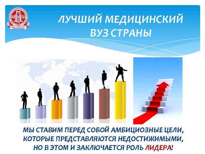 ЛУЧШИЙ МЕДИЦИНСКИЙ ВУЗ СТРАНЫ МЫ СТАВИМ ПЕРЕД СОБОЙ АМБИЦИОЗНЫЕ ЦЕЛИ, КОТОРЫЕ ПРЕДСТАВЛЯЮТСЯ НЕДОСТИЖИМЫМИ, НО