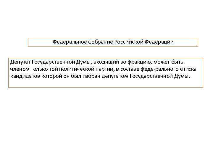 Федеральное Собрание Российской Федерации Депутат Государственной Думы, входящий во фракцию, может быть членом только