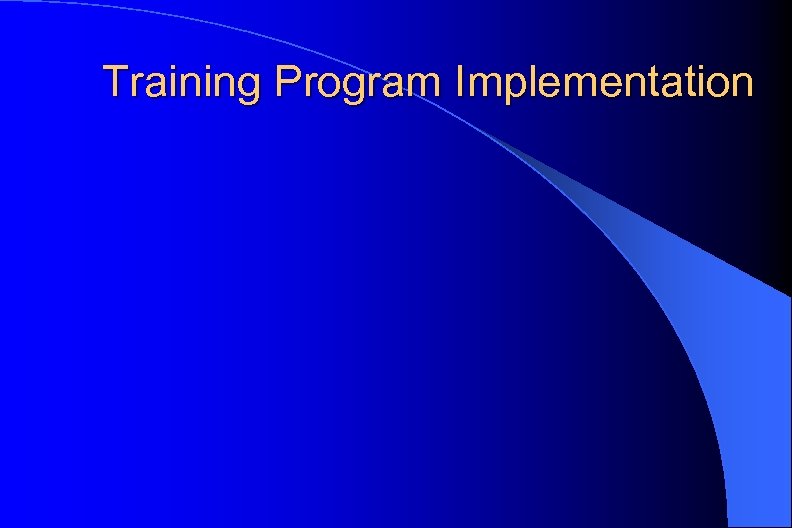 Training Program Implementation 