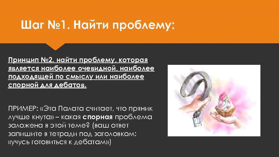 Шаг № 1. Найти проблему: Принцип № 2. найти проблему, которая является наиболее очевидной,