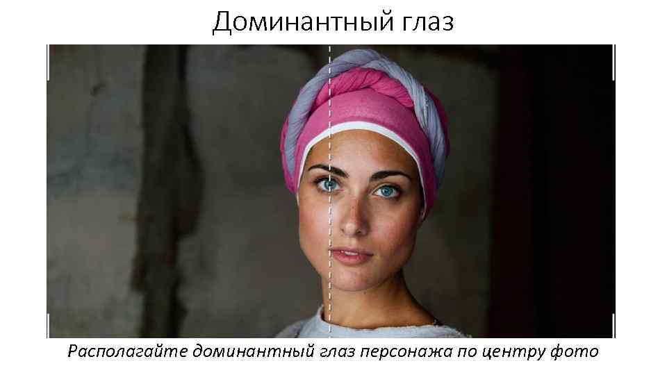 Доминантный глаз Располагайте доминантный глаз персонажа по центру фото 