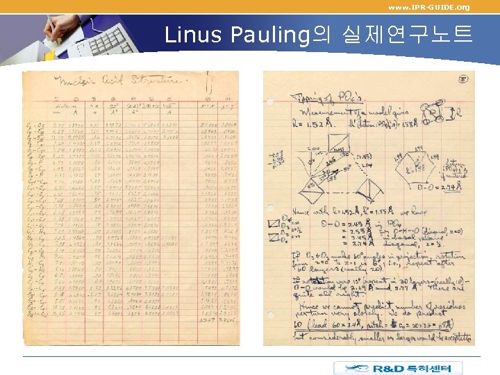 www. IPR-GUIDE. org Linus Pauling의 실제연구노트 