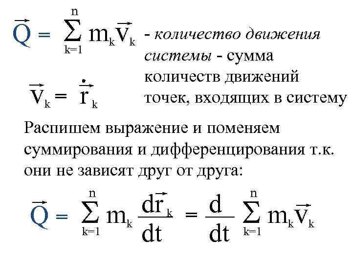  n Q = S mkvk k=1 v = r k k - количество