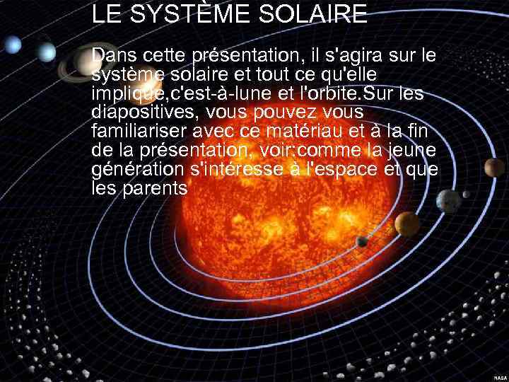 Le Système Solaire Le Système Dans Cette Présentation