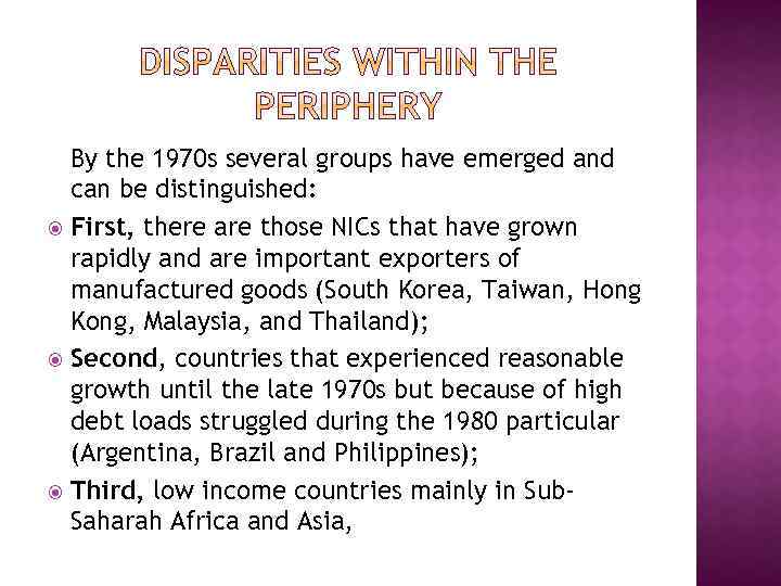 By the 1970 s several groups have emerged and can be distinguished: First, there