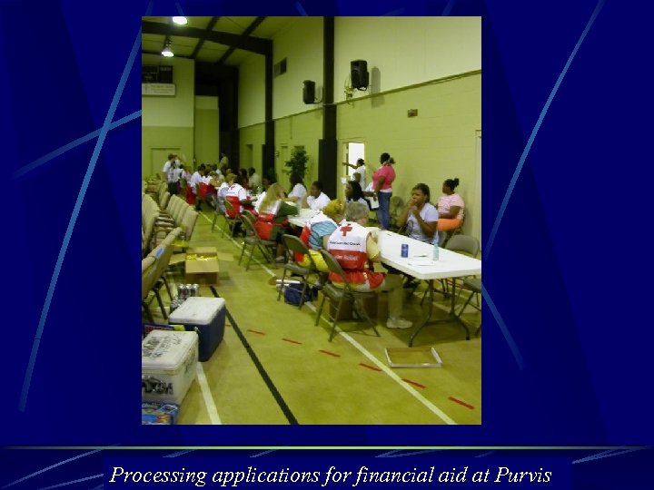 Processing applications for financial aid at Purvis 