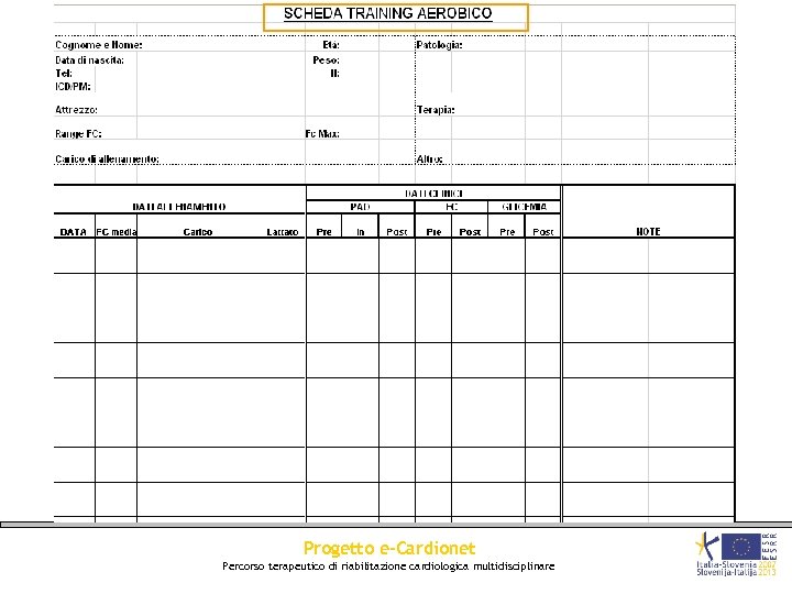 Progetto e-Cardionet Percorso terapeutico di riabilitazione cardiologica multidisciplinare 
