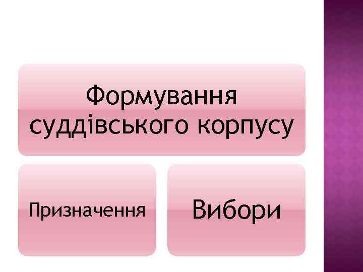 Формування суддівського корпусу Призначення Вибори 