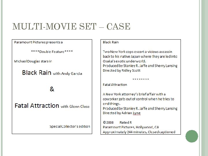 MULTI-MOVIE SET – CASE 