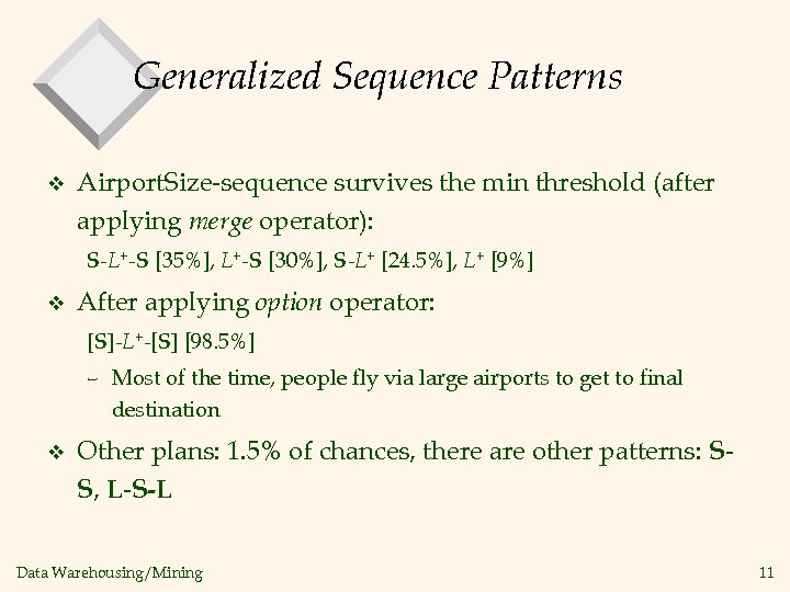 Generalized Sequence Patterns v Airport. Size-sequence survives the min threshold (after applying merge operator):