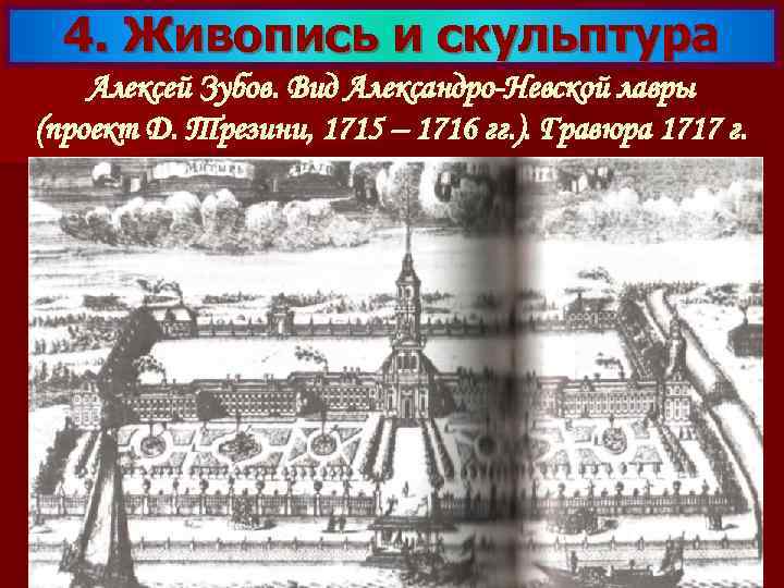 4. Живопись и скульптура Алексей Зубов. Вид Александро-Невской лавры (проект Д. Трезини, 1715 –