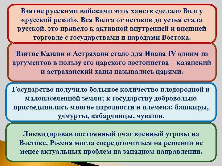 Взятие русскими войсками этих ханств сделало Волгу Каково значение присоединения Казанского и «русской рекой»