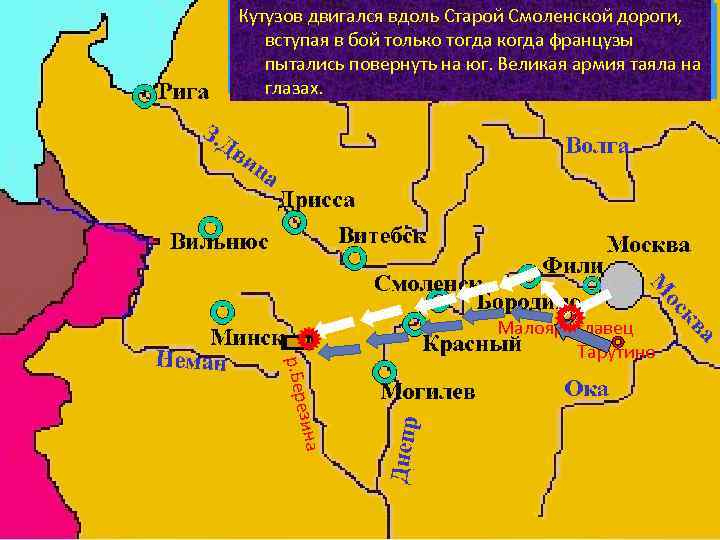 Кутузовразыгравшегося Старой Смоленской дороги, В ходеоб отступлении французов из Москвы, Кутузов Узнав двигался вдоль