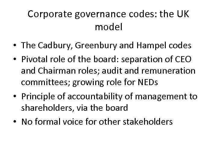 Corporate Law And Economics 1 Corporate Governance Codes