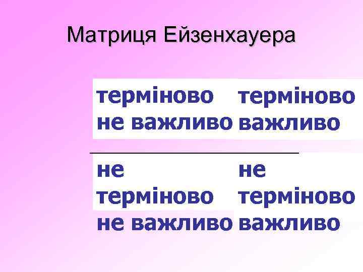 Матриця Ейзенхауера терміново не важливо не не терміново не важливо 