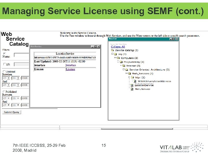 Managing Service License using SEMF (cont. ) 7 th IEEE ICCBSS, 25 -29 Feb