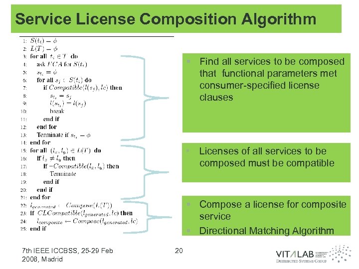 Service License Composition Algorithm § Find all services to be composed that functional parameters