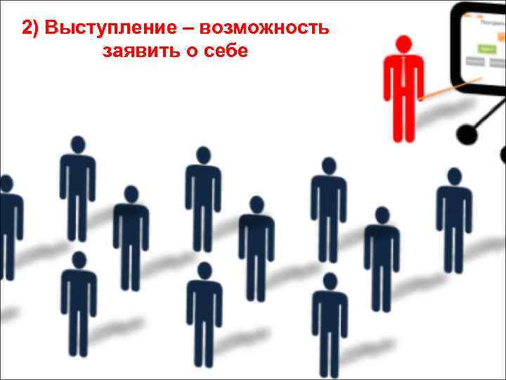 2) Выступление – возможность заявить о себе 