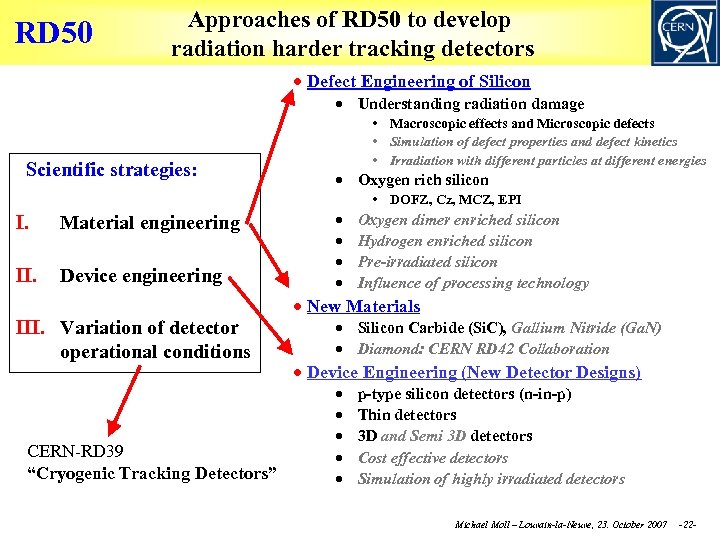 RD 50 Approaches of RD 50 to develop radiation harder tracking detectors Defect Engineering