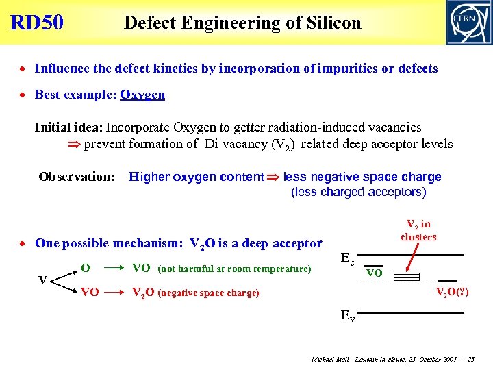 RD 50 Defect Engineering of Silicon Influence the defect kinetics by incorporation of impurities