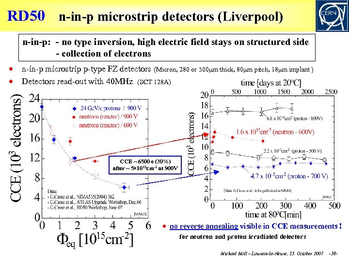 RD 50 n-in-p microstrip detectors (Liverpool) n-in-p: - no type inversion, high electric field