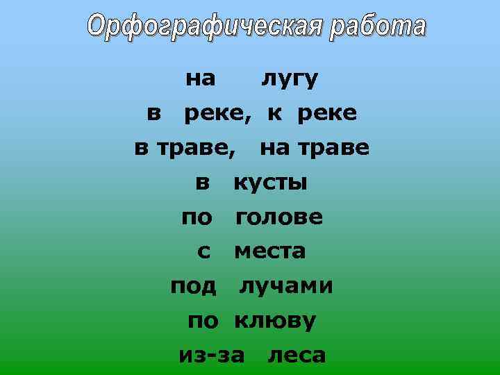 на в лугу реке, к реке в траве, в по с под на траве