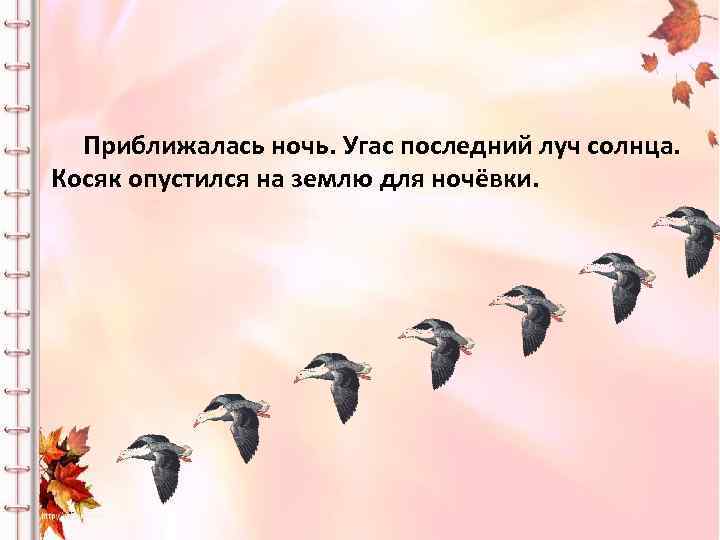 Приближалась ночь. Угас последний луч солнца. Косяк опустился на землю для ночёвки. 