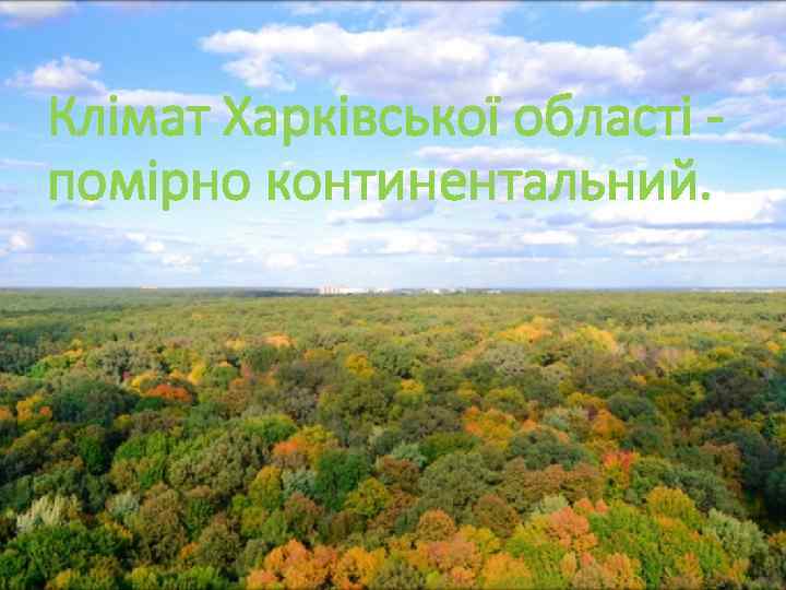 Клімат Харківської області помірно континентальний. 