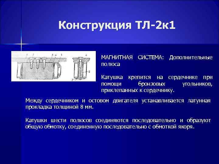 Конструкция ТЛ-2 к 1 МАГНИТНАЯ полюса СИСТЕМА: Дополнительные Катушка крепится на сердечнике при помощи