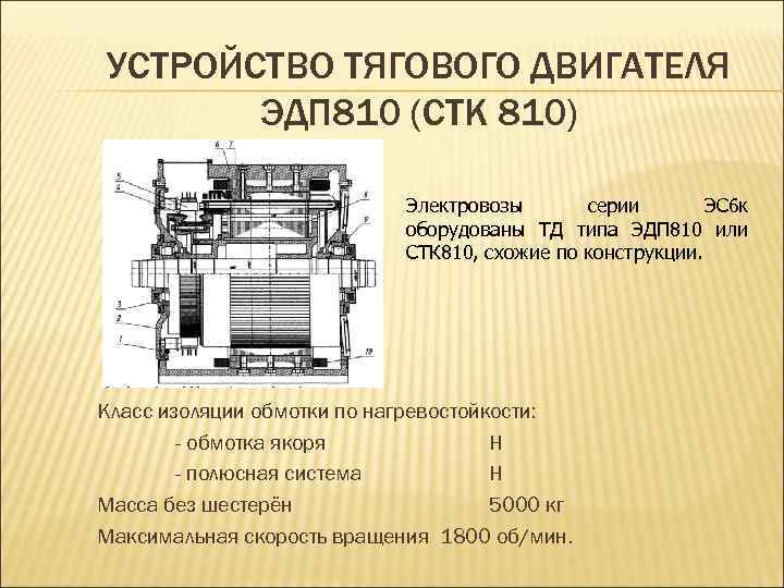 УСТРОЙСТВО ТЯГОВОГО ДВИГАТЕЛЯ ЭДП 810 (СТК 810) Электровозы серии ЭС 6 к оборудованы ТД