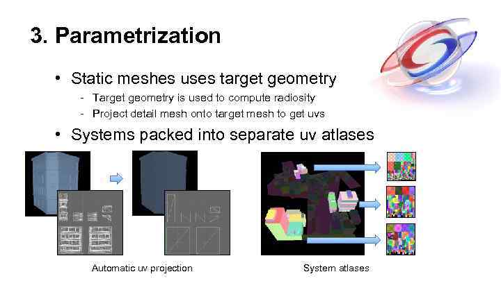 3. Parametrization • Static meshes uses target geometry - Target geometry is used to