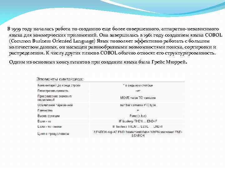  В 1959 году началась работа по созданию еще более совершенного, аппаратно-независимого языка для