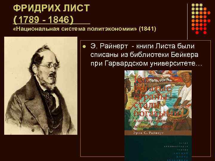 ФРИДРИХ ЛИСТ (1789 - 1846) «Национальная система политэкономии» (1841) l Э. Райнерт - книги