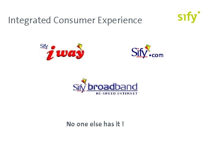 Integrated Consumer Experience • com No one else has it ! 