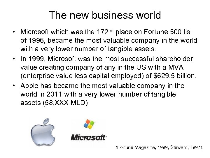 The new business world • Microsoft which was the 172 nd place on Fortune