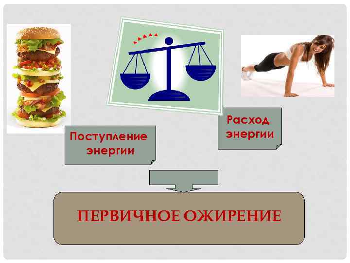 Поступление энергии Расход энергии ПЕРВИЧНОЕ ОЖИРЕНИЕ 