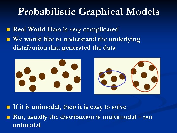 Probabilistic Graphical Models n n Real World Data is very complicated We would like