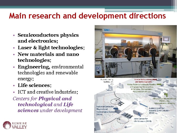 Main research and development directions • Semiconductors physics and electronics; • Laser & light