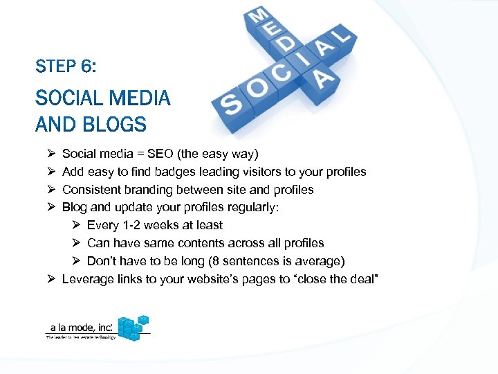 Ø Ø Social media = SEO (the easy way) Add easy to find badges